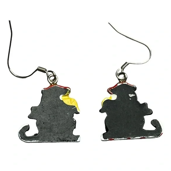 Vintage Christmas Winter Penguin Hook Earrings Santa Hat Candy Cane Sled - Picture 2 of 3